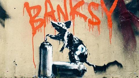 Banksy's rat that was painted over on the set of The Outlaws