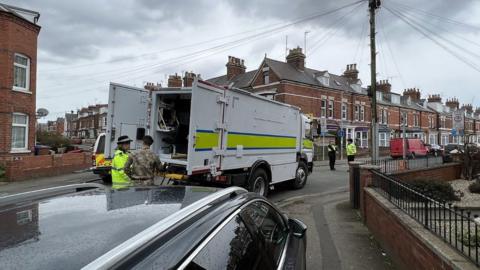 Emergency services and Army on street in Bridlington