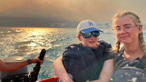 Brodie and Eilidh Farquhar on a dinghy