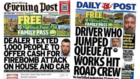 Front pages of the Daily Post and the South Wales Evening Post