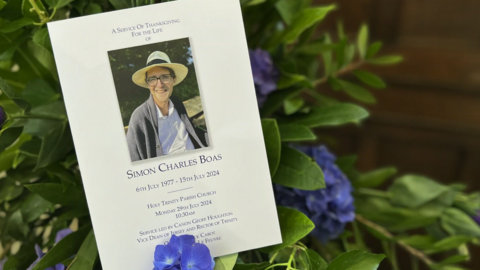 An order of service for the funeral of Simon Boas