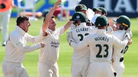 Nottinghamshire celebrate a wicket