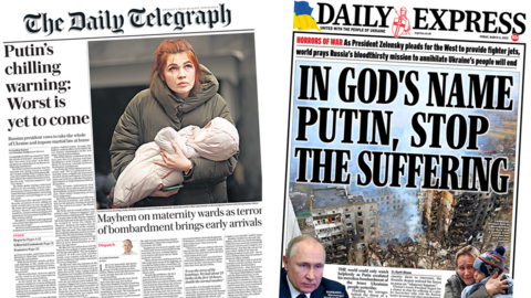 Daily Telegraph and Daily Express front pages