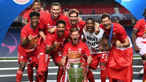 Bayern Munich celebrate winning the Champions League