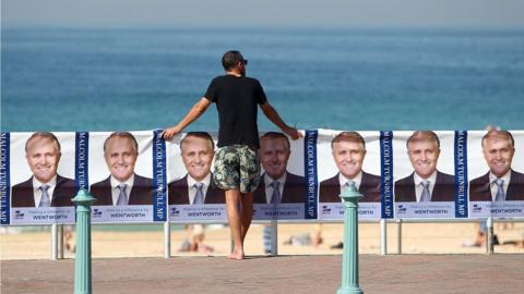 Election posters on Bondi Beach, 2013