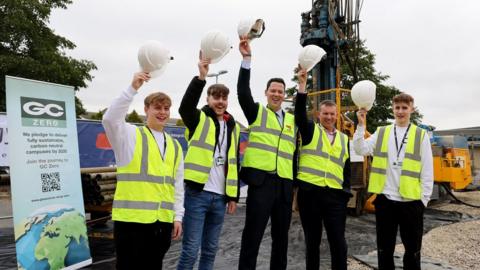 Cheltenham MP Alex Chalk and GC Principal Matthew Burgess with students from the college