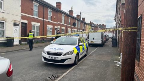 Police cordon on Cameron Road, Derby