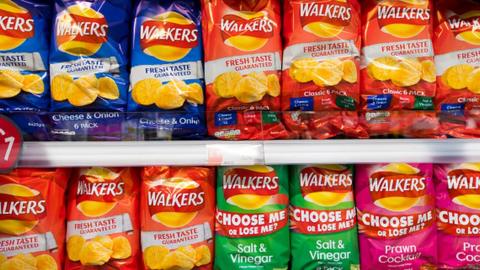 Walkers crisps on a supermarket shelf