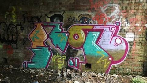 Former bomb stores in Pembroke Dock had been defaced with graffiti