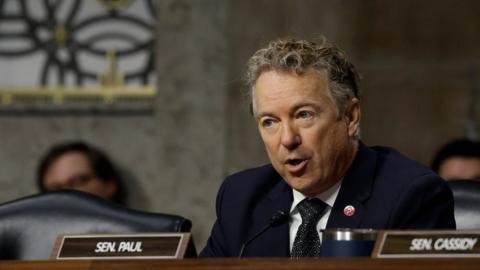 Rand Paul sits during a senate hearing