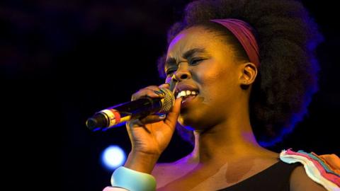 South African singer and songwriter, Zahara, performs at the Cape Town International Jazz Festival on March 31, 2012, in Cape Town.