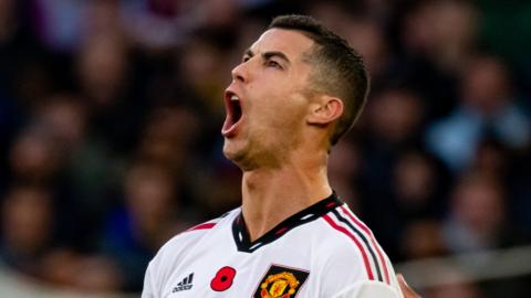 Manchester United's Cristiano Ronaldo in Premier League defeat to Aston Villa at Villa Park