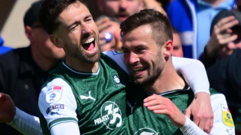 Matt Butcher celebrates scoring for Plymouth Argyle