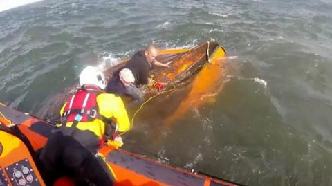 It is thought the boat capsized after becoming snagged in a lobster pot line.