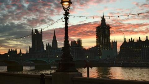 View of the Palace of Westminster from the other side of the River Thames