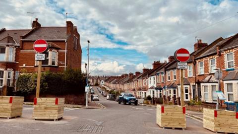 Planters used as part of the traffic management scheme