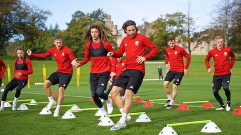 Wales players training at the Vale of Glamorgan Resort