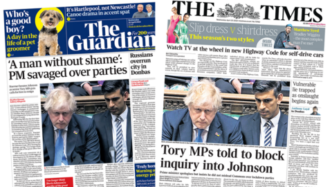 Guardian and Times front pages