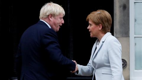 Boris Johnson meets Nicola Sturgeon in 2019