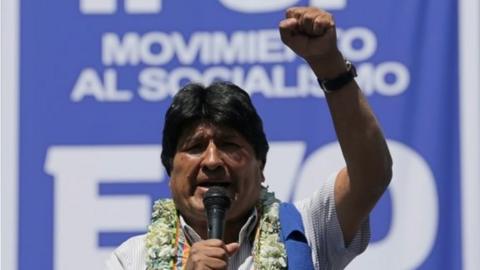 President Evo Morales speaks during a campaign rally in La Paz