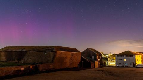 Northern lights over West Bay in Dorset