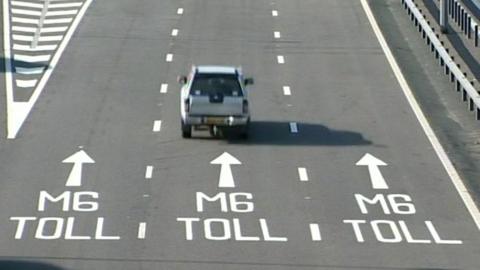 General view of a car travelling along the M6 Toll Road from 2012