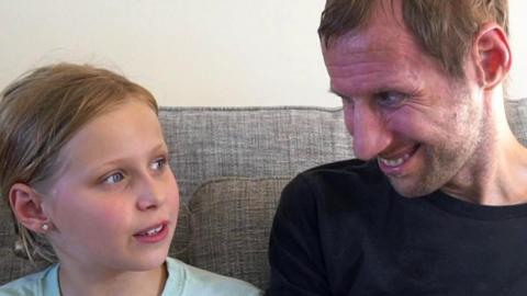 Rob Burrow and his daughter take part in the 5 Live Read Out Loud challenge