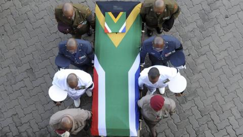 Winnie Madikizela Mandela's casket was draped in the national flag
