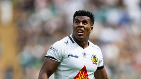 Immanuel Feyi-Waboso during Exeter's Prem final defeat by Northampton at Twickenham on Saturday, 20 June 2026