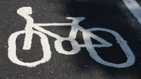 Bicycle painted on a road