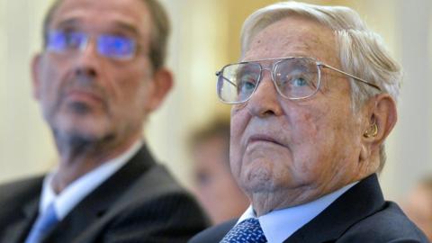 US investor George Soros (R) in Vienna, Austria, on November 19, 2018