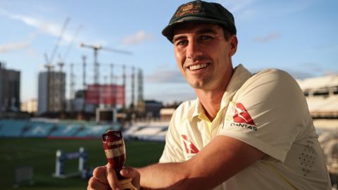Australia captain Pat Cummins with the Ashes urn