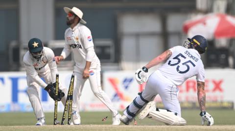 England captain Ben Stokes is stumped