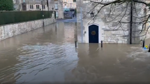 Flood water in Bradford-on-Avon