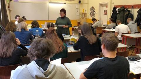 Pupils in class at Politechnikum Alternative Secondary School, Budapest