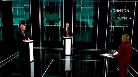 Boris Johnson and Jeremy Corbyn in ITV debate