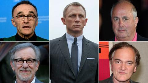 Clockwise from top left: Danny Boyle, Daniel Craig in Skyfall, Roger Michell, Quentin Tarantino, Steven Spielberg