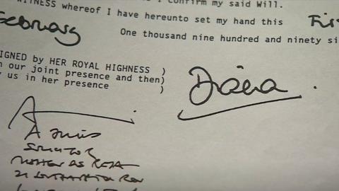 The will of Diana, Princess of Wales