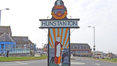 Hunstanton sign in Hunstanton, Norfolk
