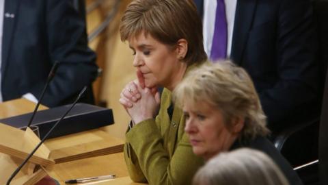 Nicola Sturgeon with other MSPs in Holyrood