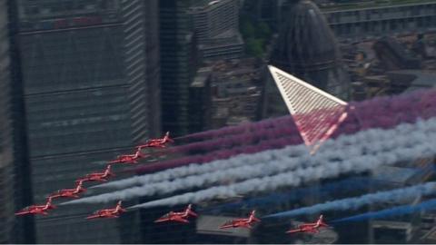 The red arrows fly over London