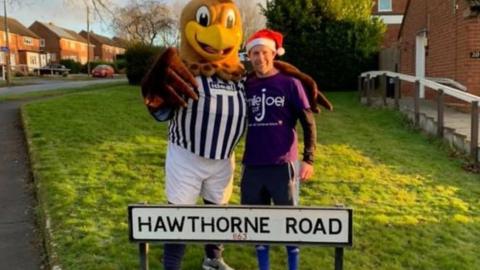 Matt Shilvock was joined by Albion mascot Baggie Bird for a Christmas Day 5km run