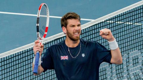 Cameron Norrie celebrates victory over Rafael Nadal