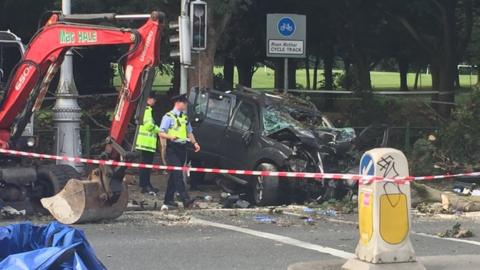 The 4X4 crashed into fencing outside a Dublin park