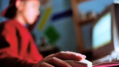 Boy using computer