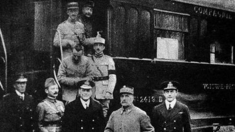 Photo taken just after signing of the WW1 armistice