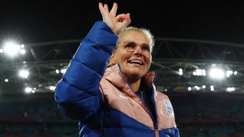 Sarina Wiegman celebrates victory over Colombia