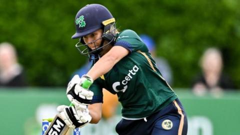 Amy Hunter in batting action for Ireland