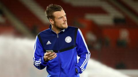 Jamie Vardy on the phone