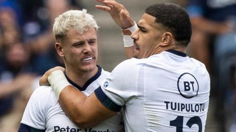 Scotland's Darcy Graham and Sione Tuipulotu